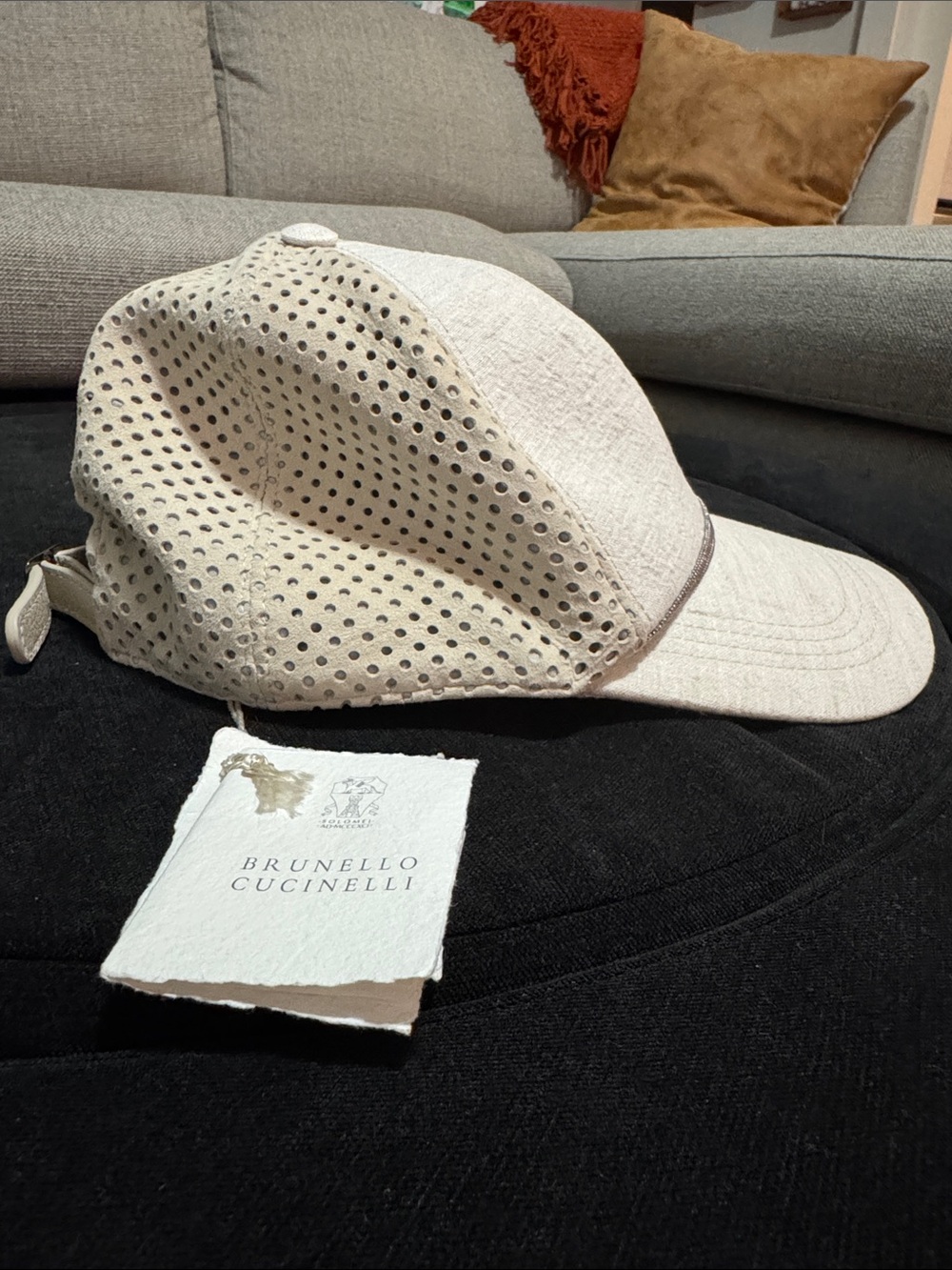 Brunello Cucinelli Women’s Beige Perforated Baseball Cap